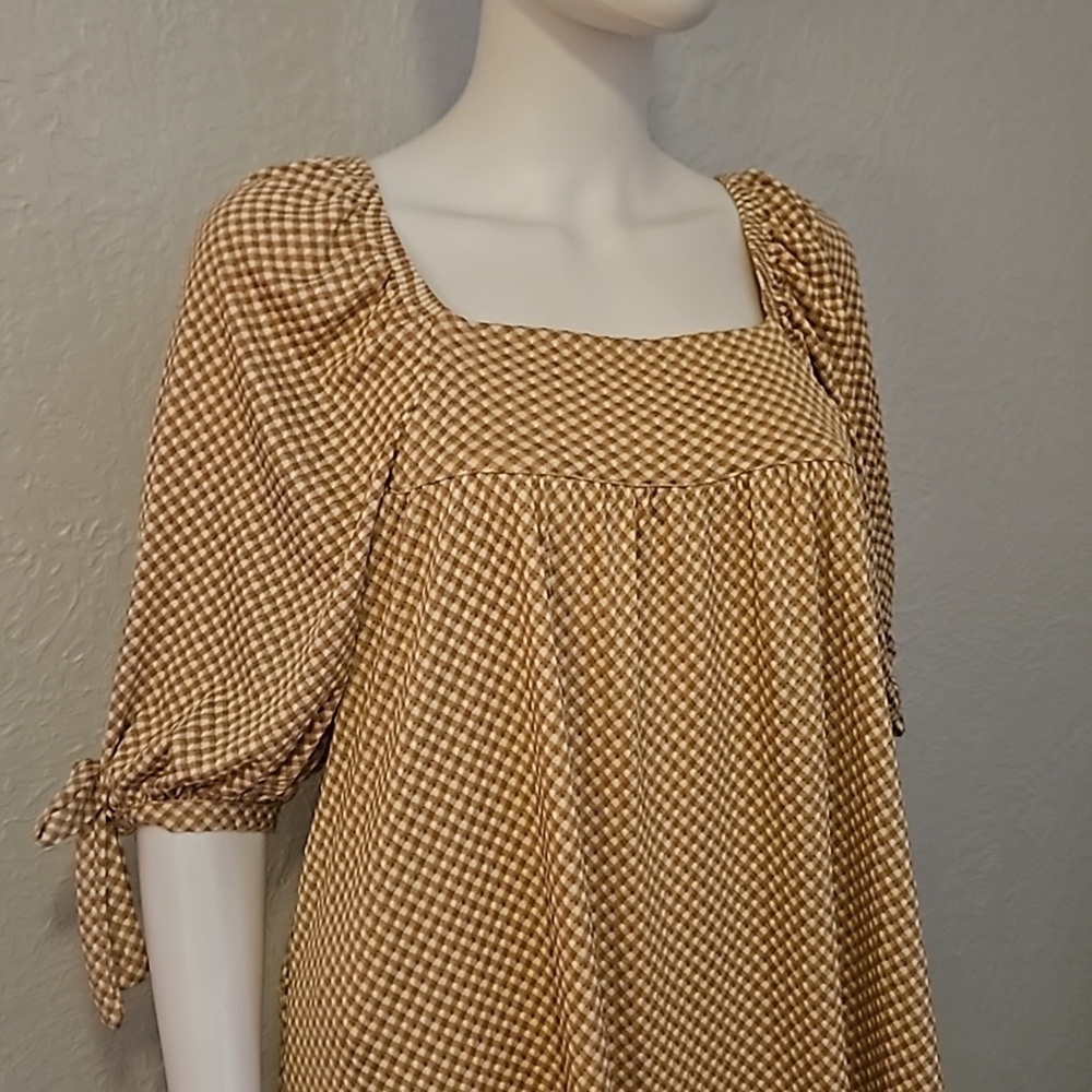 HAYDEN Gingham Check Square Neck Babydoll Swing Dress - Picture 4 of 8